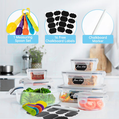 24-Piece BPA-Free Airtight Food Storage Container Set with Lids - Ideal for Pantry and Kitchen Organization, Includes Lunch Containers with Free Labels and Marker (12 Containers and 12 Lids)